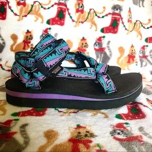 Teva size 7 purple, blue, and black